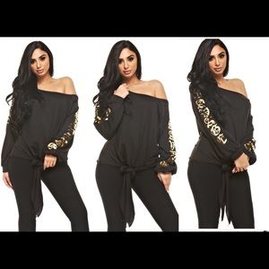 Black "Savage" Boat Neck Off The Shoulder top